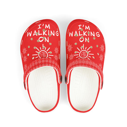 I'm Walking On Sunshine Rubber Clogs for Boys- Red