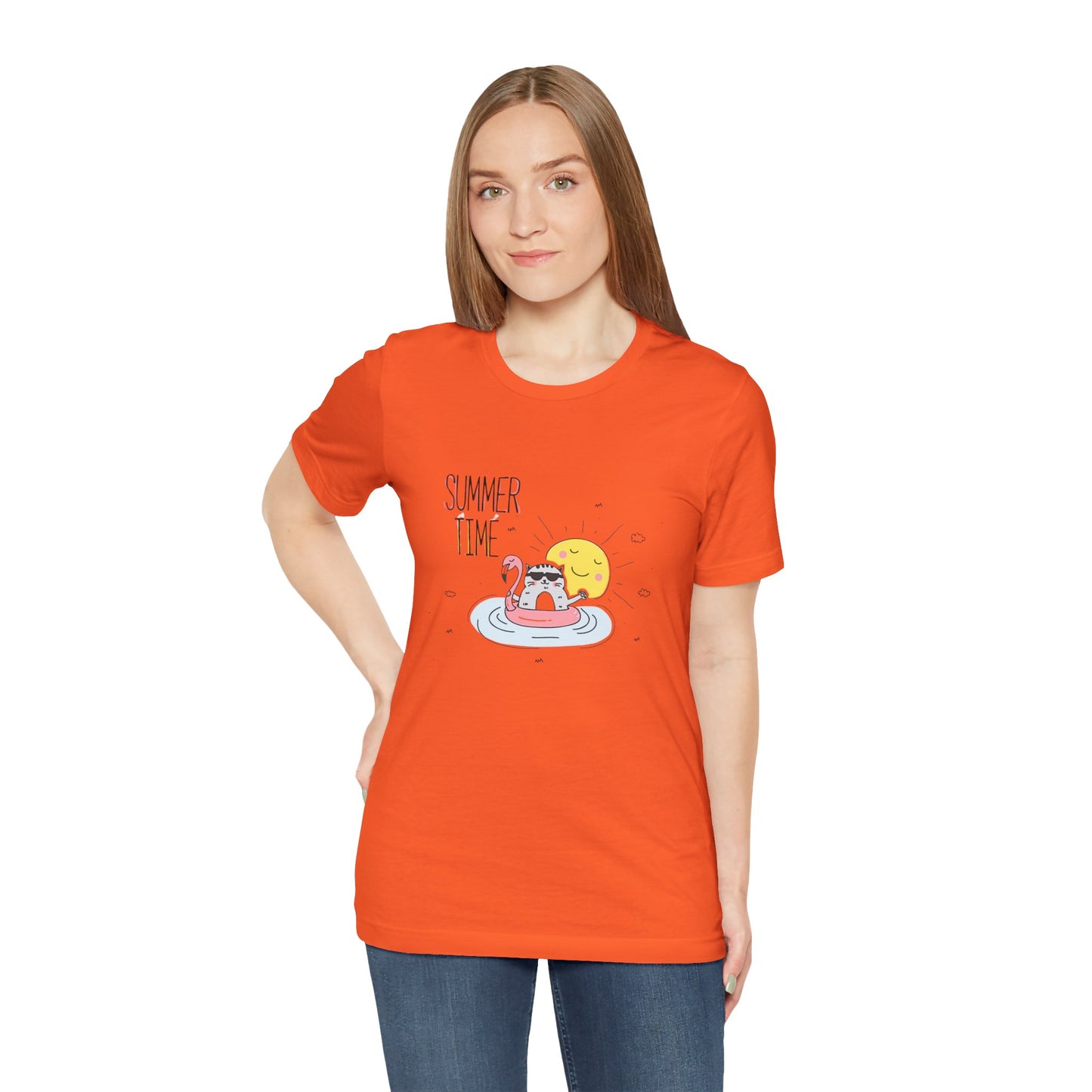 Jingles The Summertime Cat.  Women's Unisex Jersey Short Sleeve Tee