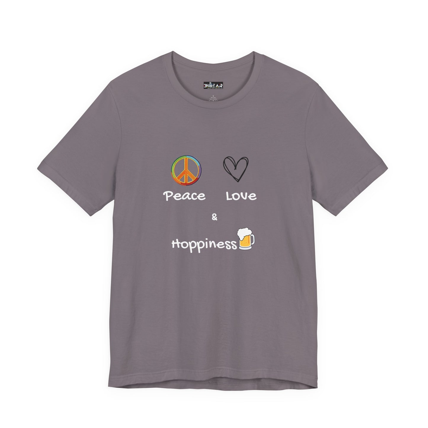 Peace, Love and Hoppiness. Unisex Jersey Short Sleeve Tee