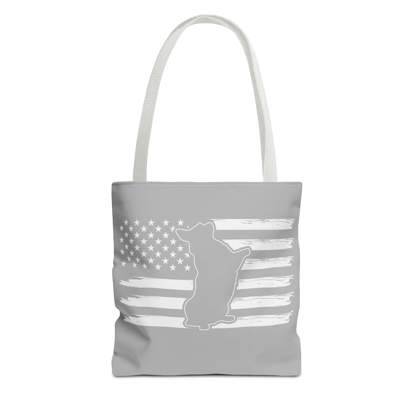 Charlie The American Flag Dog. Gray Tote Bag