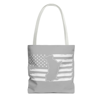 Charlie The American Flag Dog. Gray Tote Bag