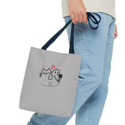 Puppy Love. Grey Tote Bag (AOP)