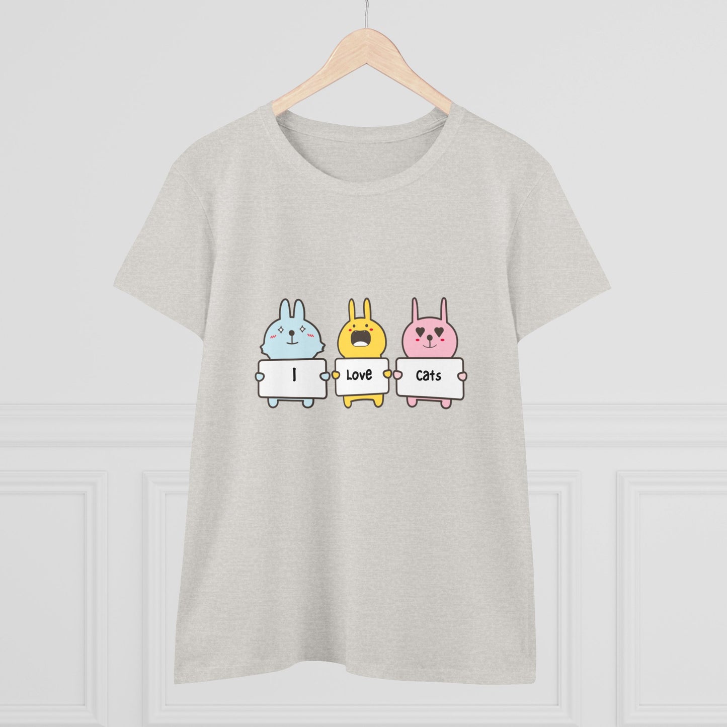 I Love Cats. Women's Midweight Cotton Tee
