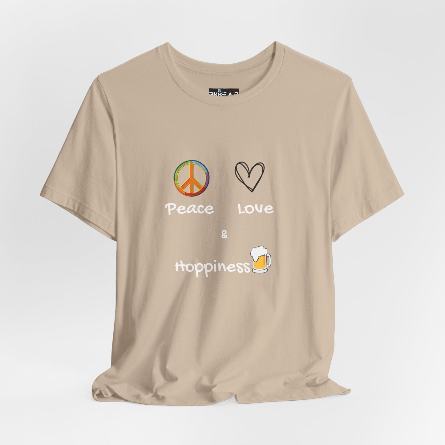Peace, Love and Hoppiness. Unisex Jersey Short Sleeve Tee