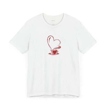 I Heart Coffee. Red. Unisex Jersey Short Sleeve Tee