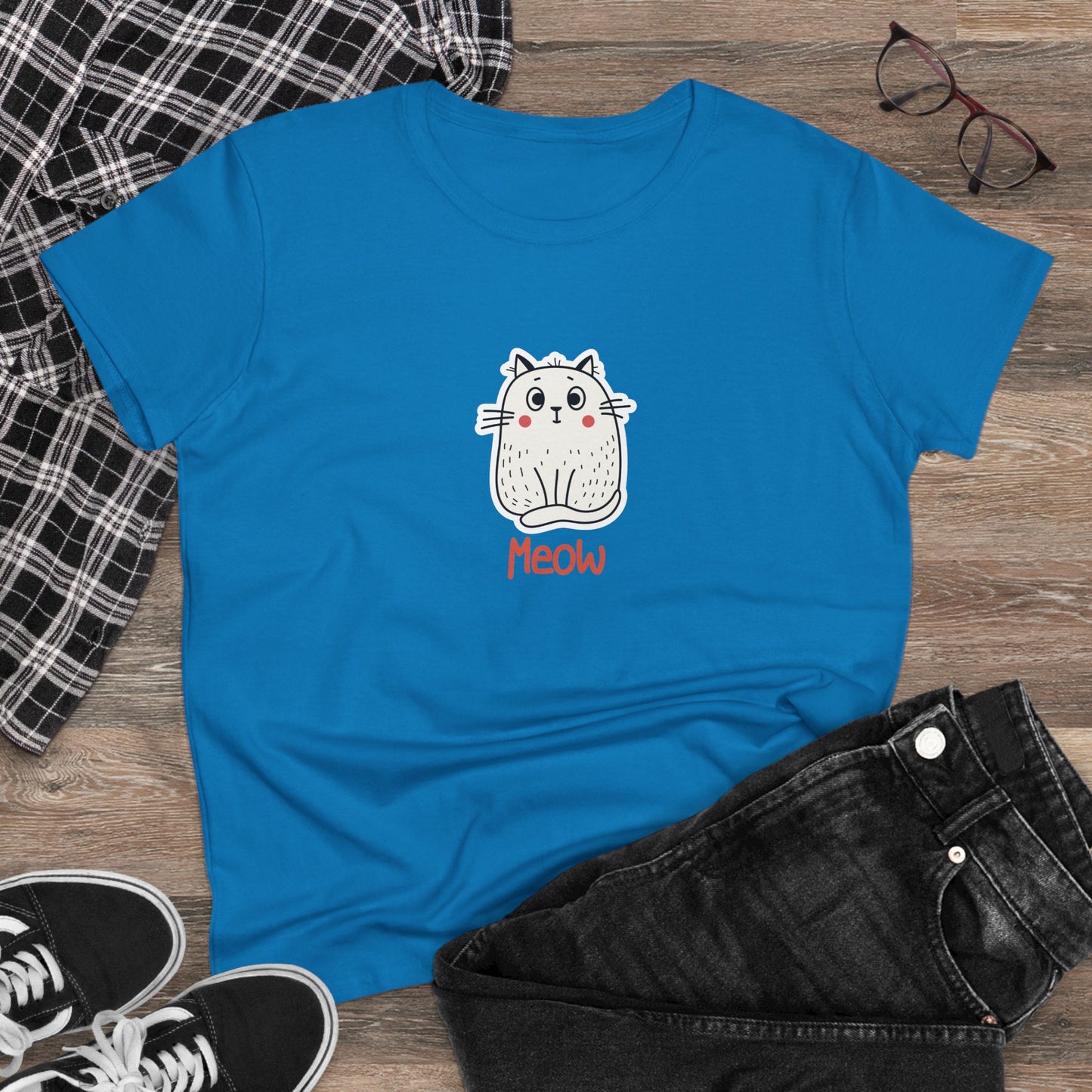 Loki The Cat. Meow. Women's Midweight Cotton Tee