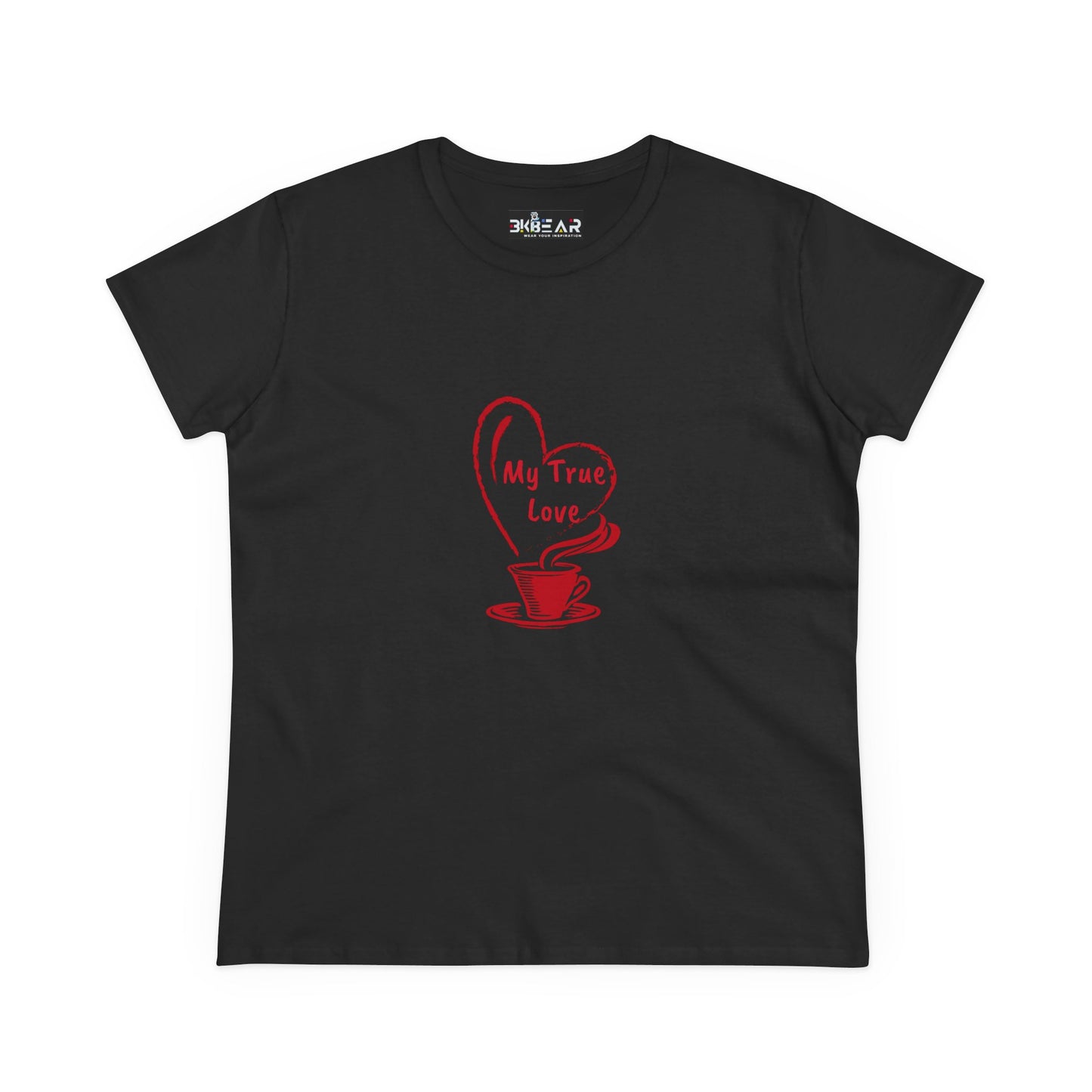 I Heart Coffee. Red. Women's Midweight Cotton Tee