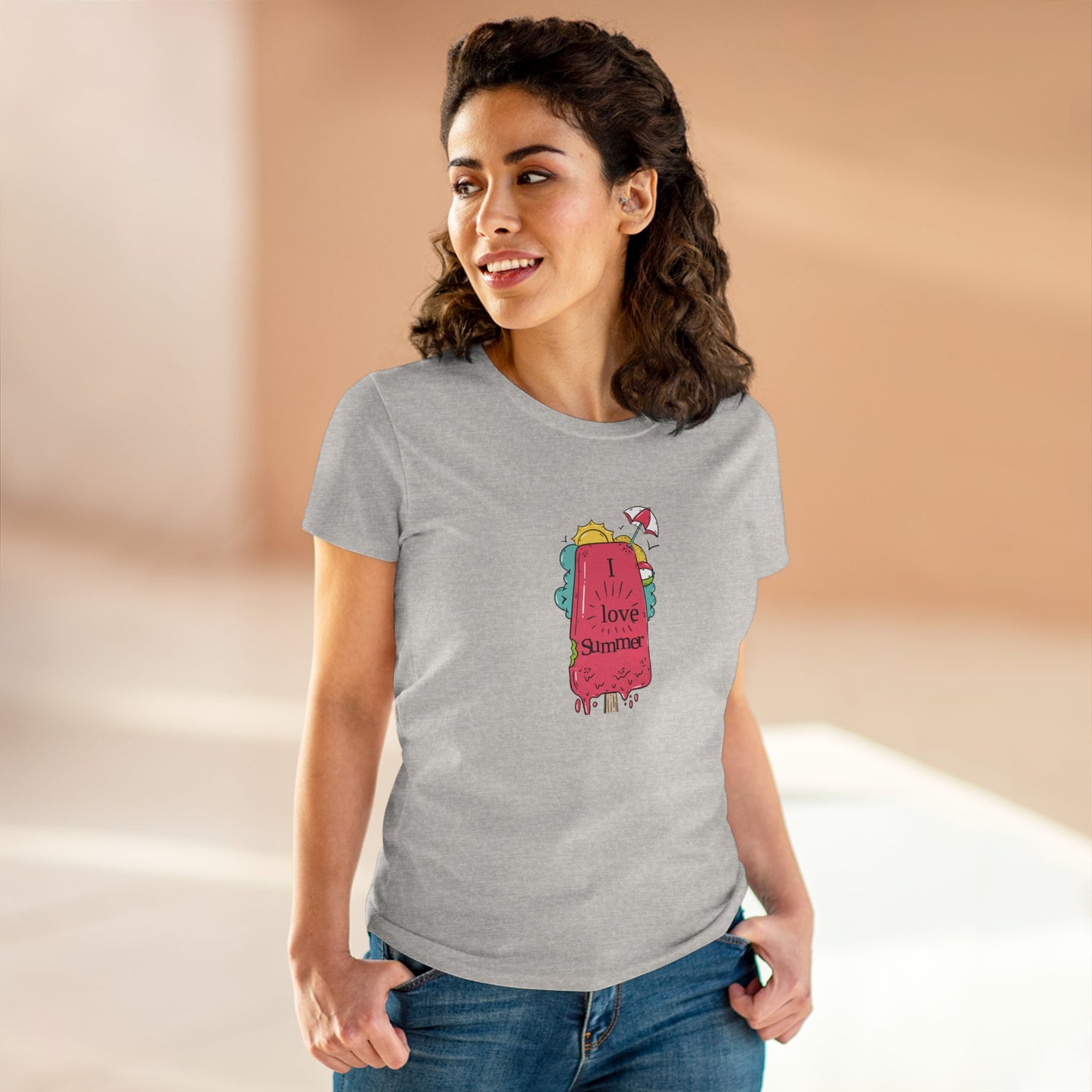 I Love Summer. Women's Midweight Cotton Tee