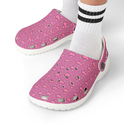 To cute Heart Icon Rubber Clogs for Girls- Pink