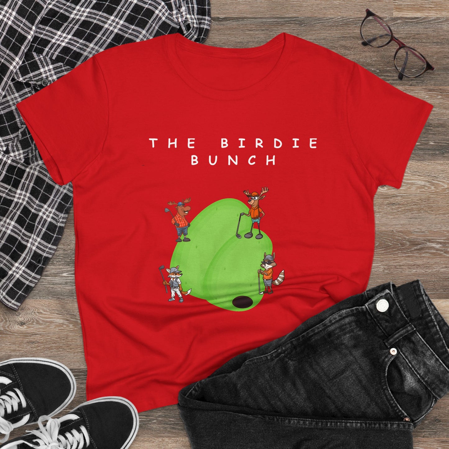The Birdie Bunch.  Midweight Women's Cotton Tee.
