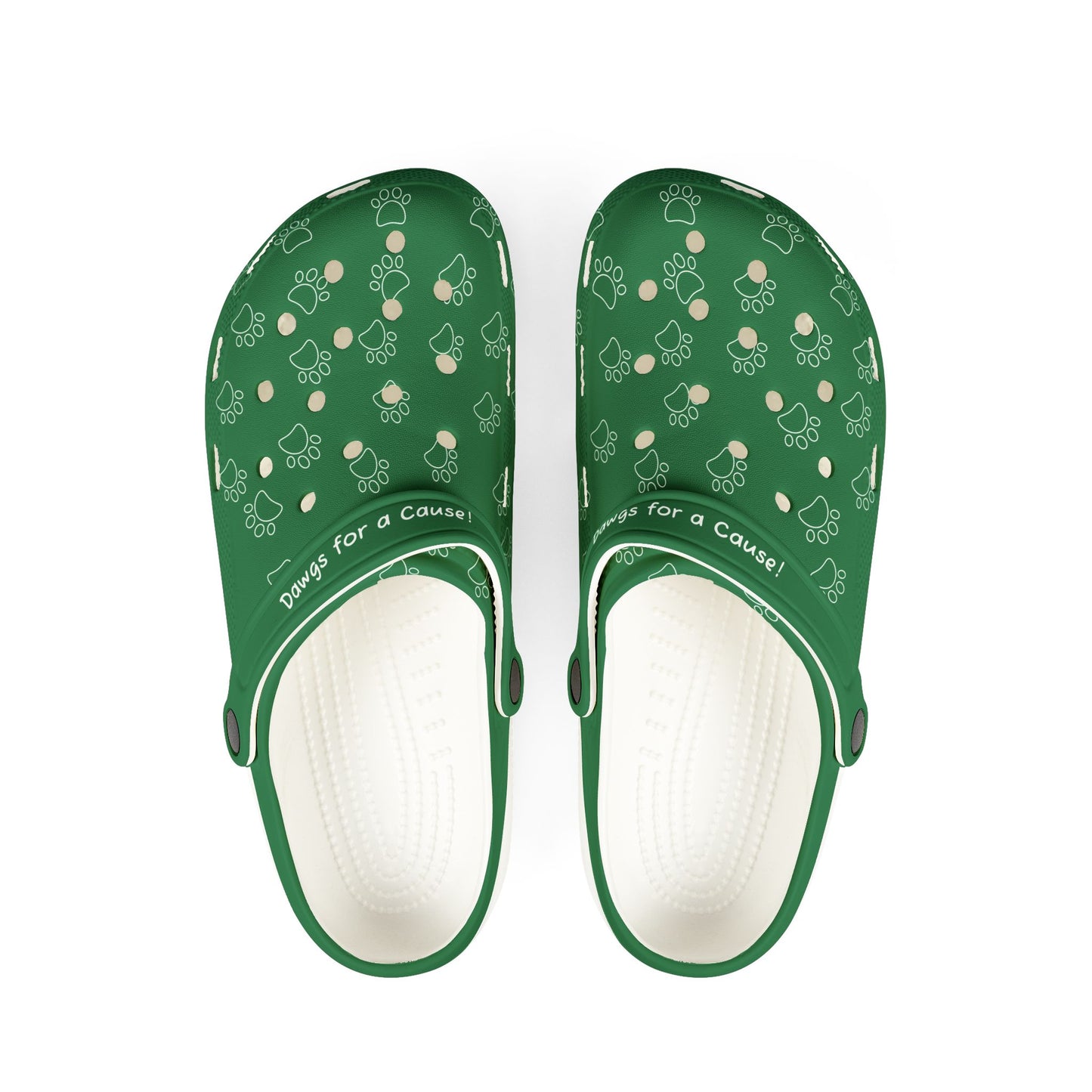 Green Dog Paw Print Rubber Clogs For Men