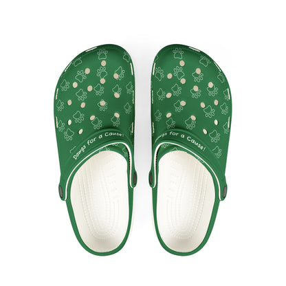 Green Dog Paw Print Rubber Clogs For Men