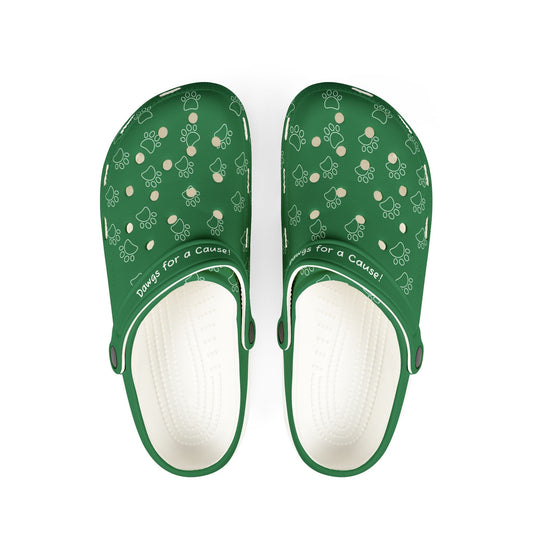 Green Dog Paw Print Rubber Clogs For Men