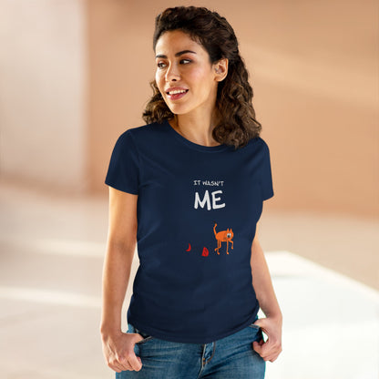 Leo The Cat Didn't Do It. Women's Midweight Cotton Tee