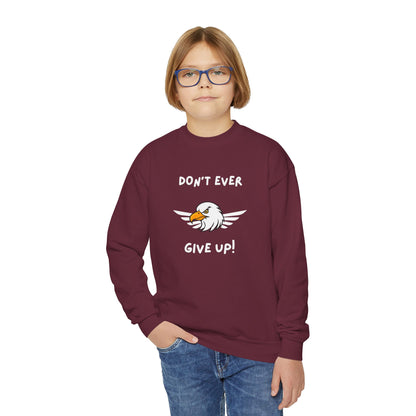 Don't Ever Give Up Eagle! Youth Crewneck Sweatshirt