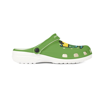 Summer Vibing Van Lite Green Rubber Clogs For Men