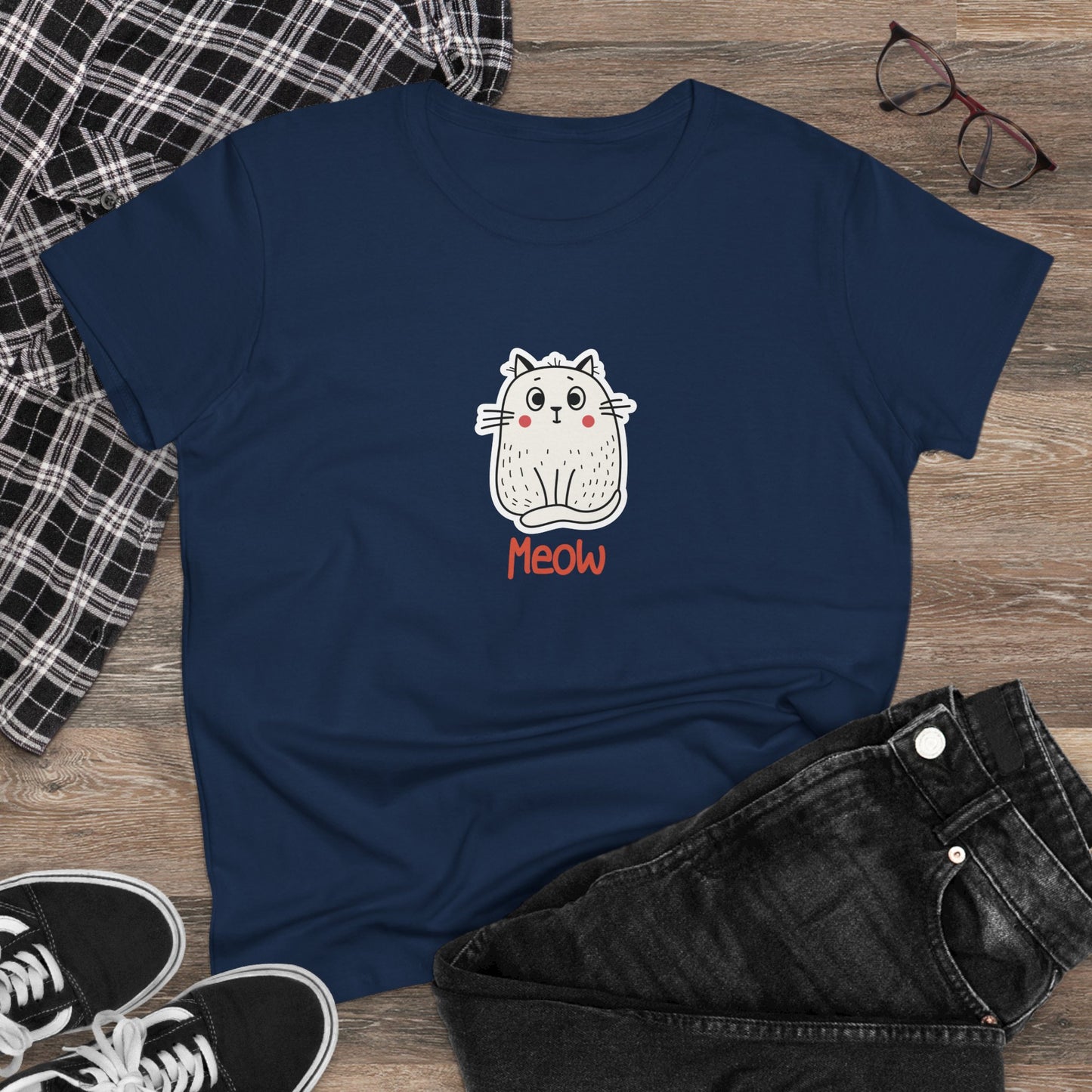 Loki The Cat. Meow. Women's Midweight Cotton Tee