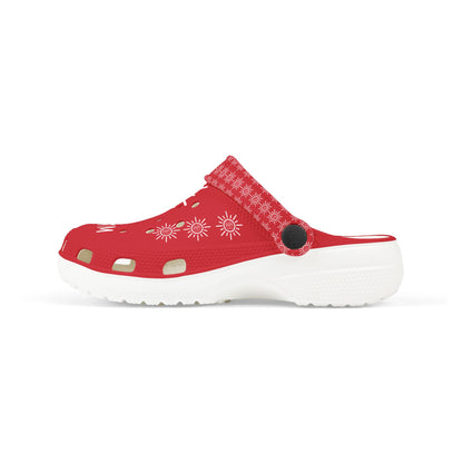I'm Walking On Sunshine Rubber Clogs for Girls- Dark Red