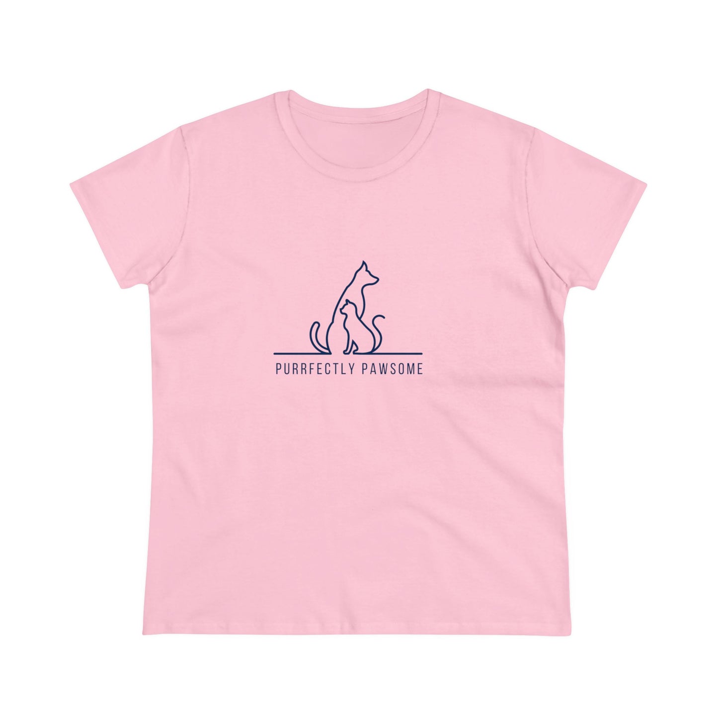 Purrfectly Pawsome Dog an Cat Silhouette. Women's Midweight Cotton Tee