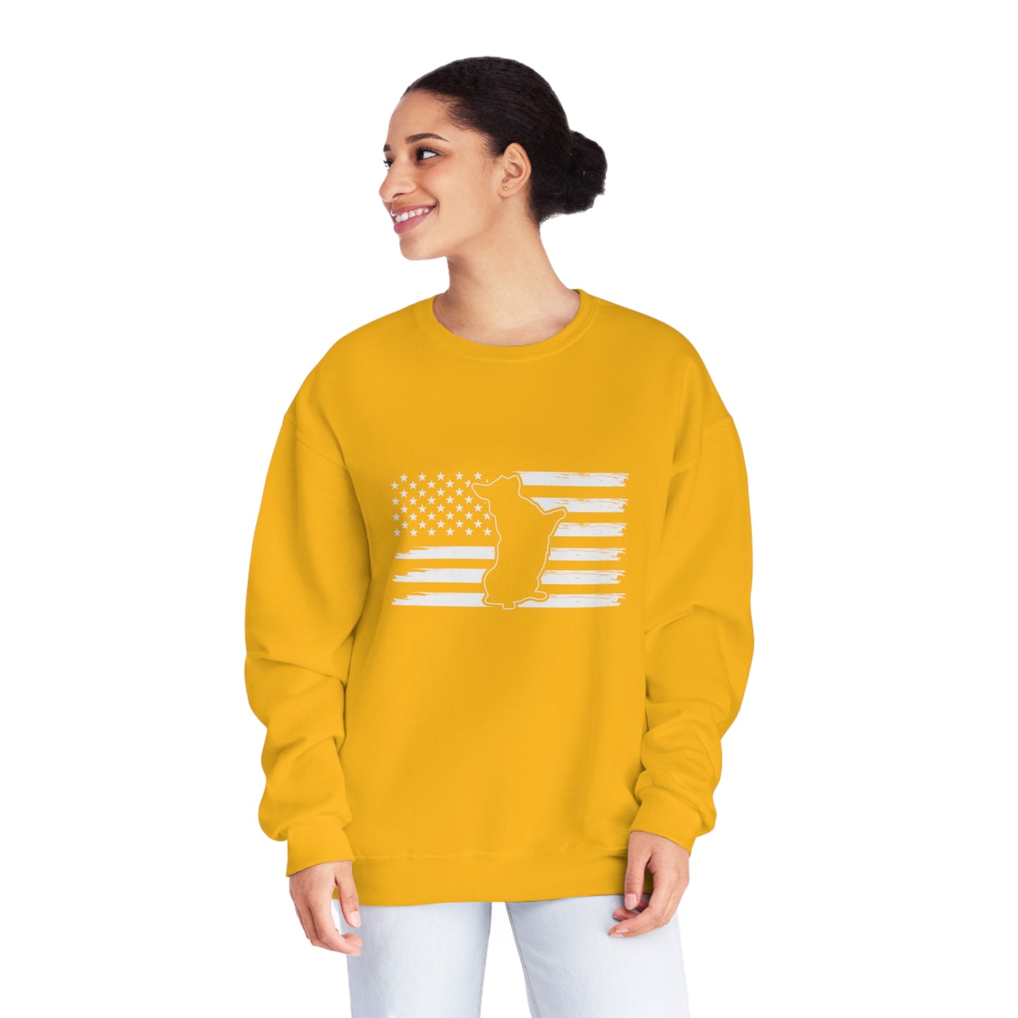 Charlie The American Flag Dog. Unisex NuBlend® Crewneck Sweatshirt