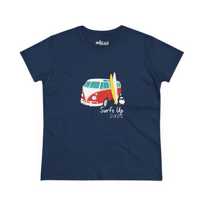 Surfs Up Dude. Women's Midweight Cotton Tee