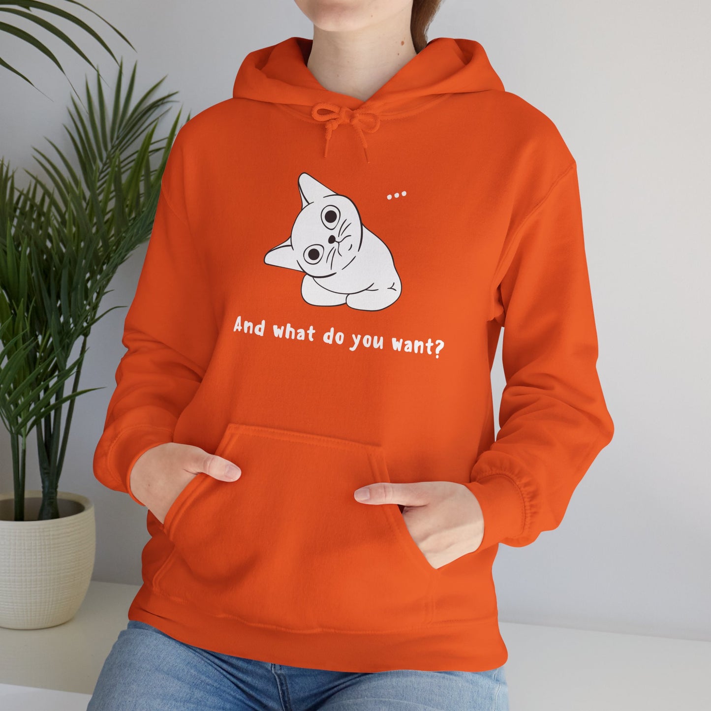 Vexing Cat Wondering What You Want.  Unisex Hooded Sweatshirt.