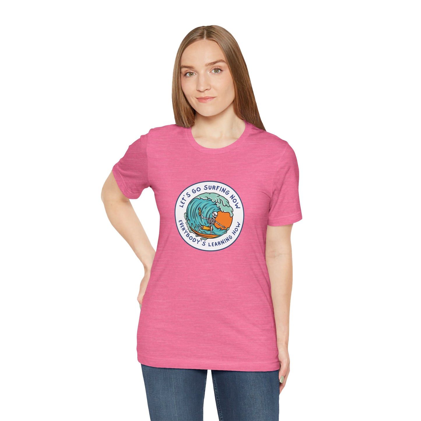 Let's Go Surfing Now. Everybody's Learning How. Unisex Jersey Short Sleeve Tee