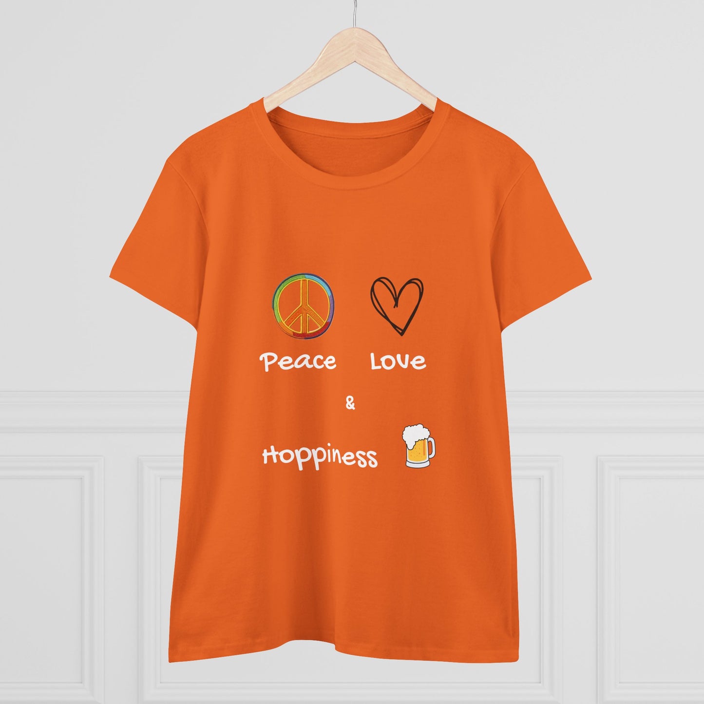 Peace, Love and Hoppiness. Women's Midweight Cotton Tee