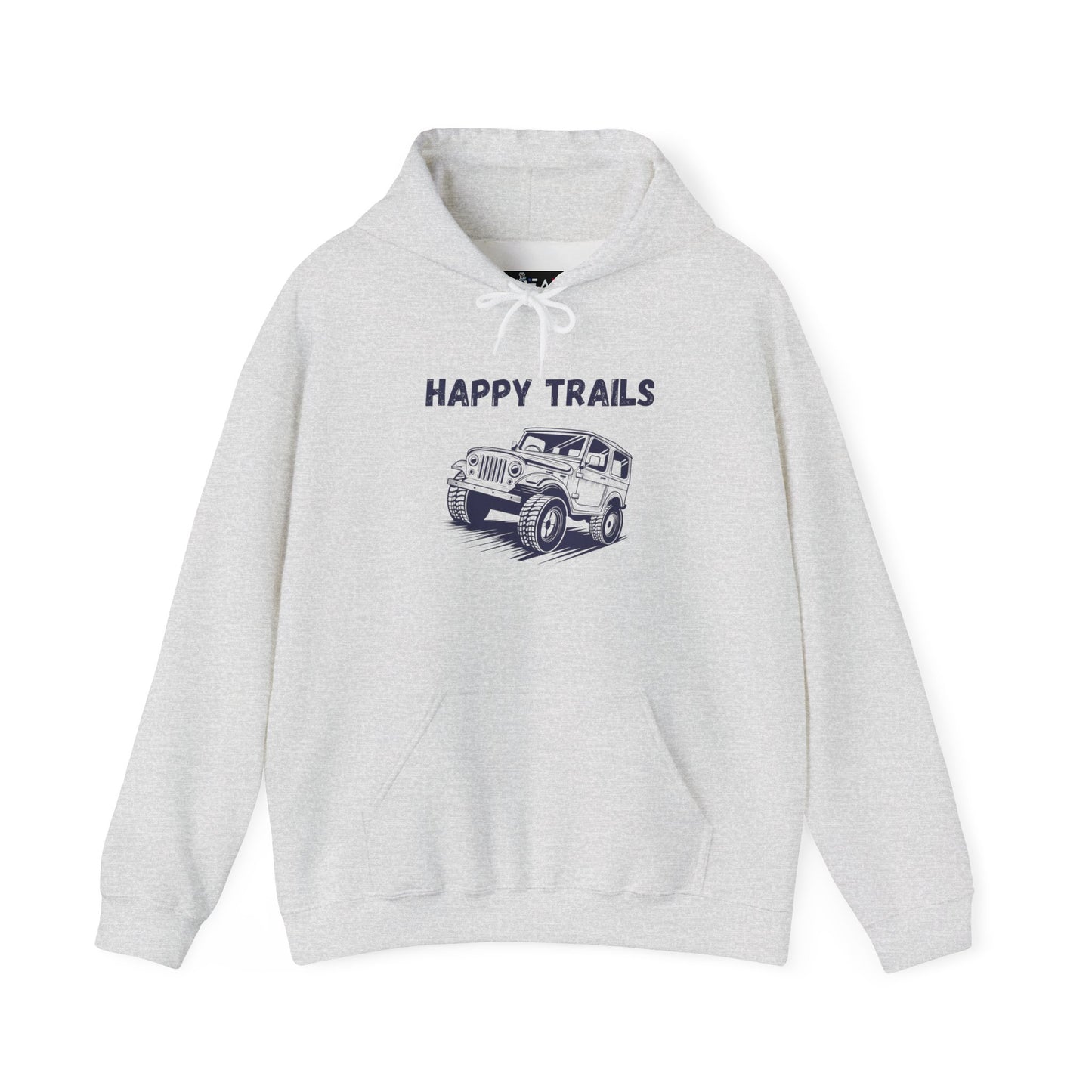 Happy Trails Unisex Hooded Sweatshirt, Cozy Outdoor Hoodie, Perfect Gift for Adventurers, Casual Wear, Great for Road Trips