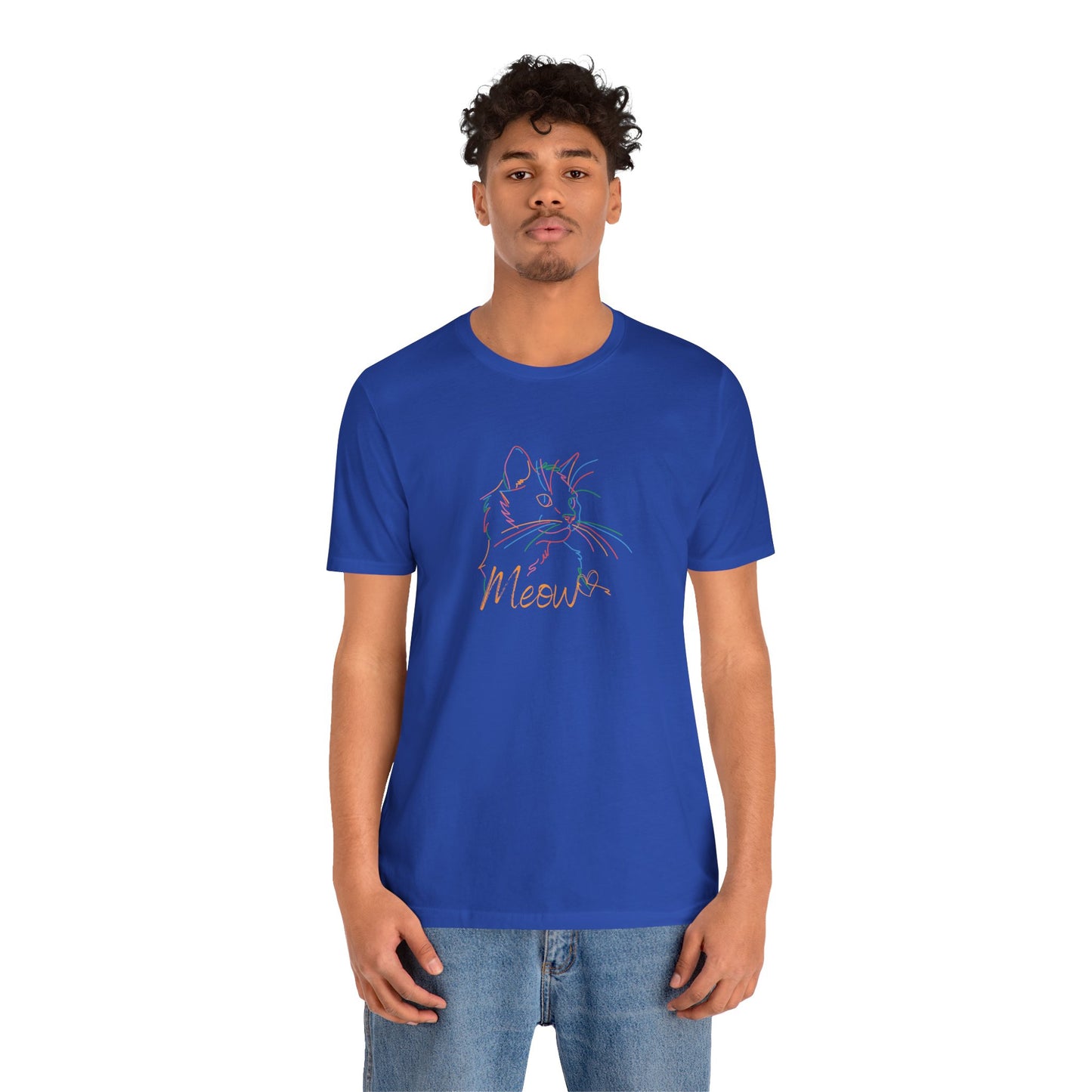Meow. Cat with purrty color outlines. Unisex Jersey Short Sleeve Tee