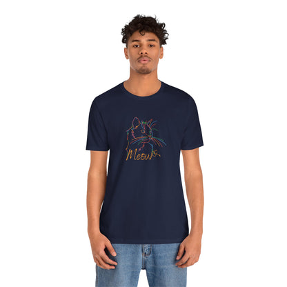 Meow. Cat with purrty color outlines. Unisex Jersey Short Sleeve Tee