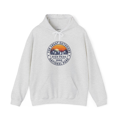 Never Stop Exploring. High Peak National Park. Unisex Hooded Sweatshirt.