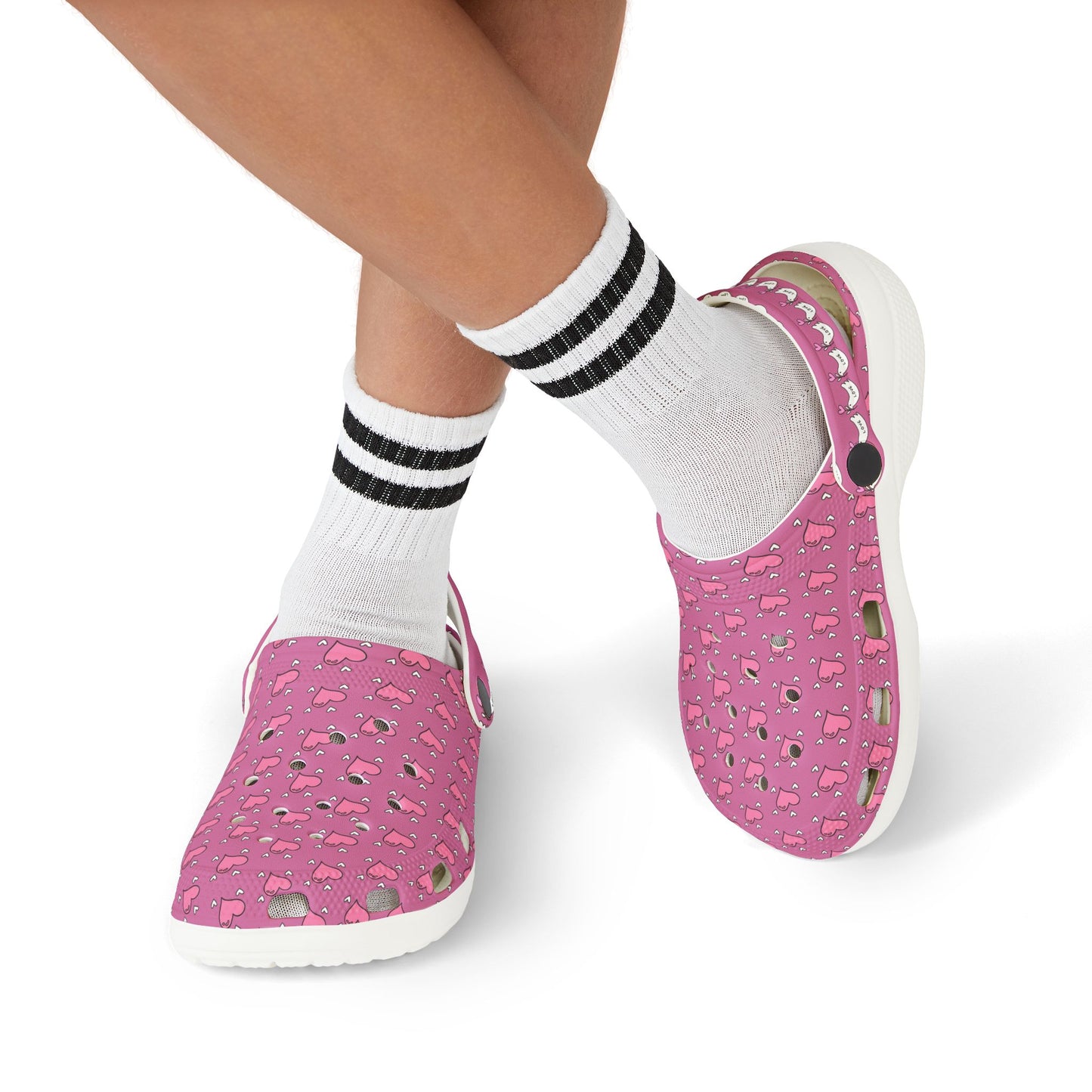 To cute Heart Icon Rubber Clogs for Girls- Pink