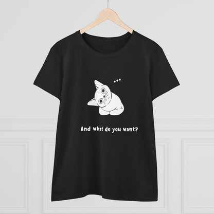 Vexing Cat Wondering What You Want. Women's Midweight Cotton Tee