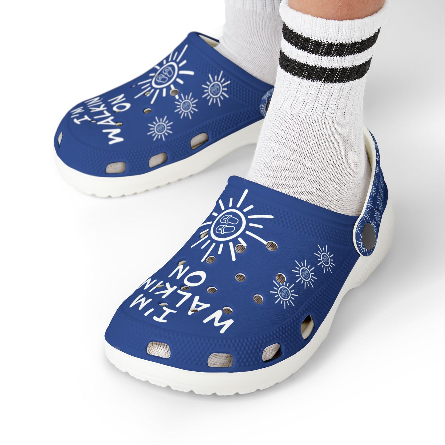 I'm Walking On Sunshine Rubber Clogs for Boys- Blue
