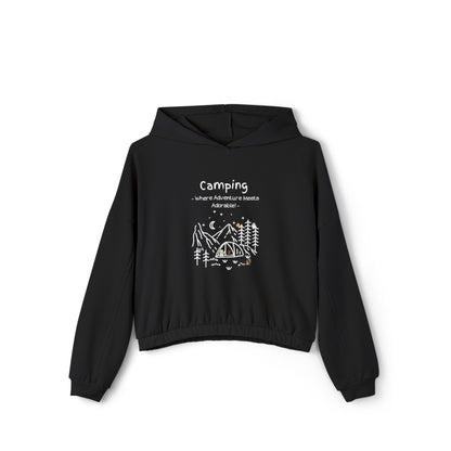 Camping. Where Adventure Meets Adorable. Women's Cinched Bottom Hoodie