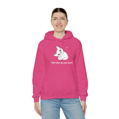 Vexing Cat Wondering What You Want.  Unisex Hooded Sweatshirt.