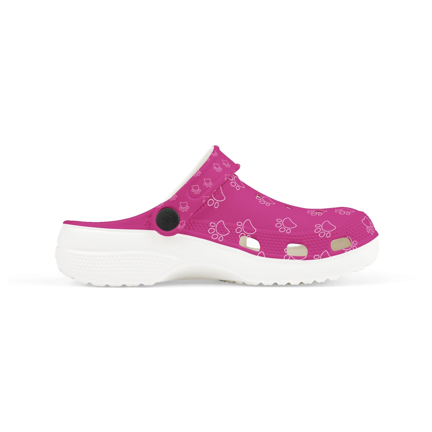 Paw Print  Rubber Clogs for Girls- Hot Pink