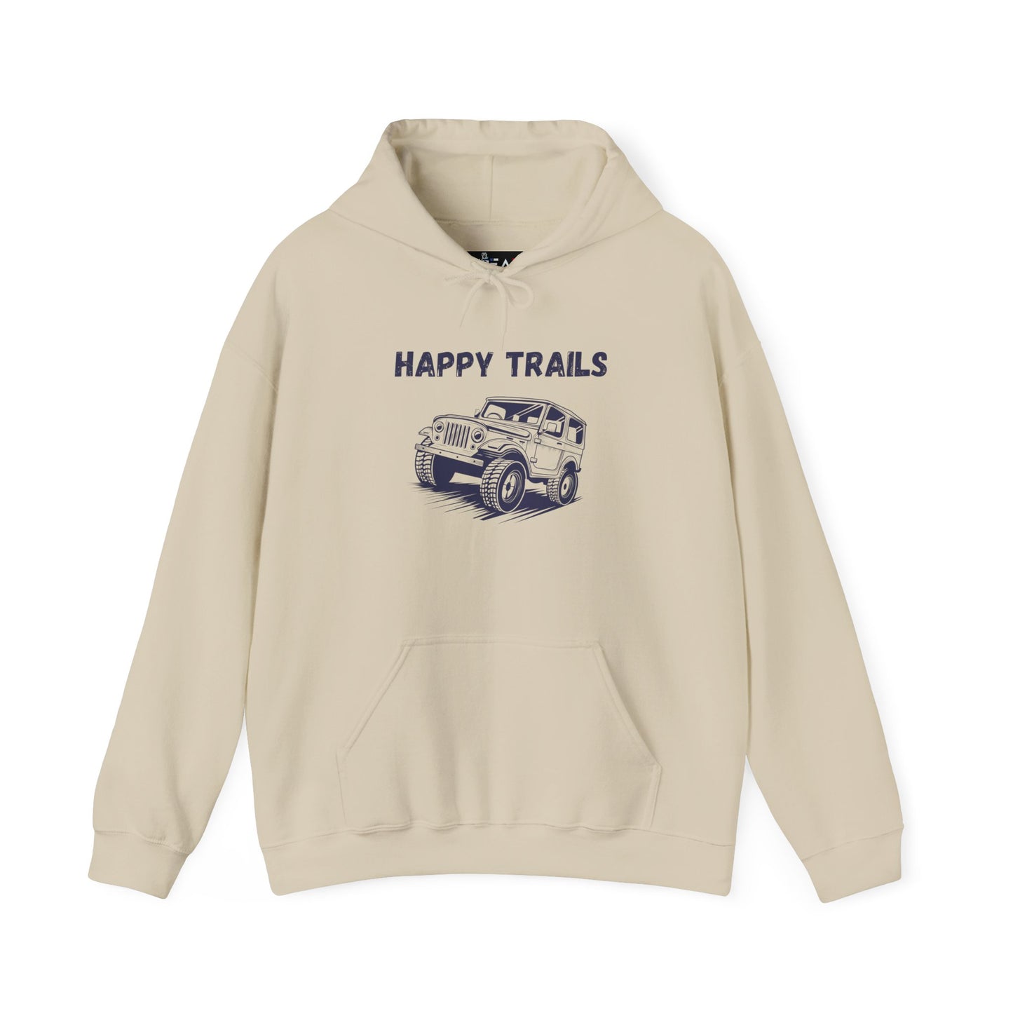 Happy Trails Unisex Hooded Sweatshirt, Cozy Outdoor Hoodie, Perfect Gift for Adventurers, Casual Wear, Great for Road Trips