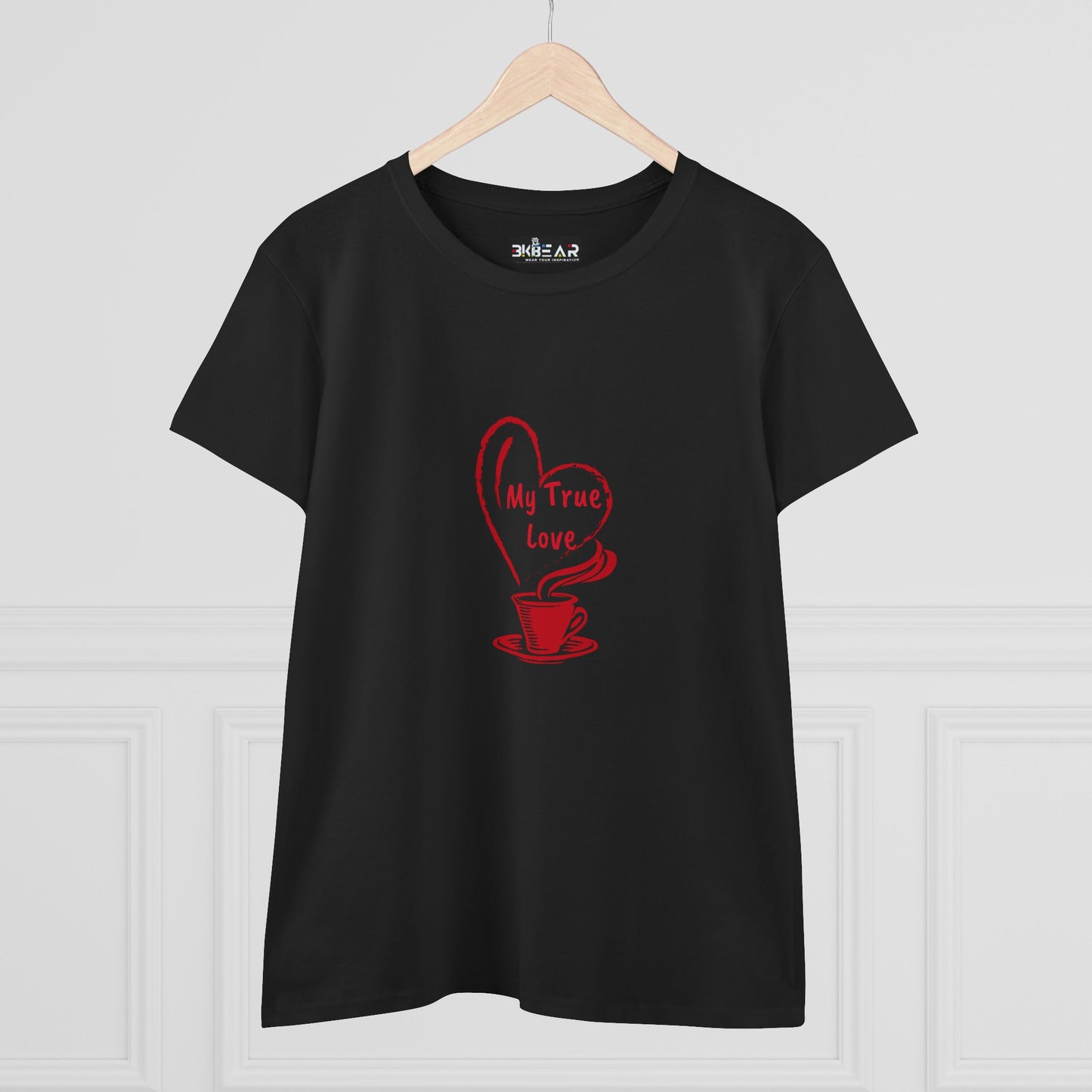 I Heart Coffee. Red. Women's Midweight Cotton Tee