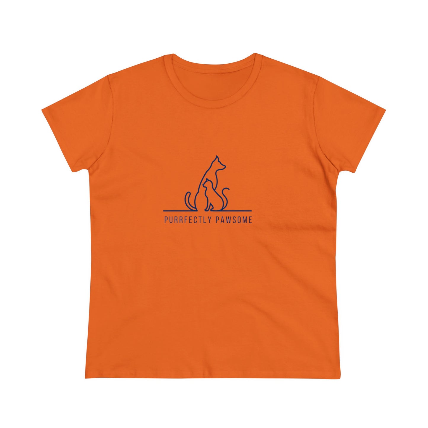 Purrfectly Pawsome Dog an Cat Silhouette. Women's Midweight Cotton Tee