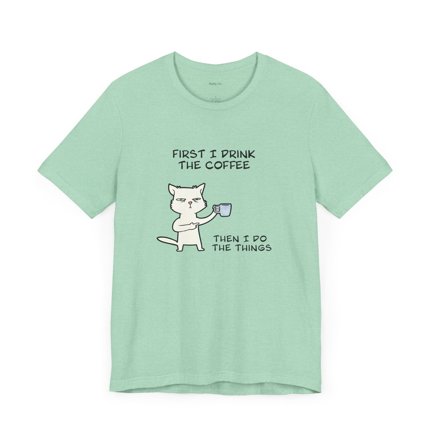 Cat Drinking Coffee To Kick Start The day and Do Things. Unisex Jersey Short Sleeve Tee