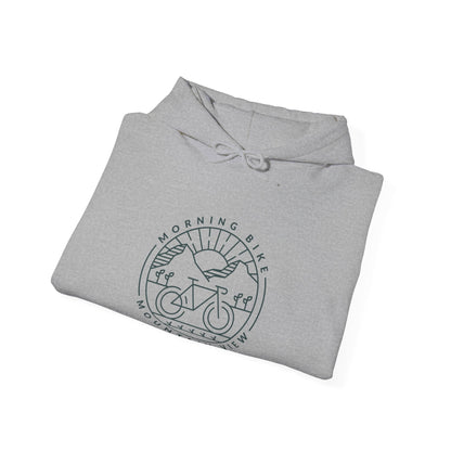 Morning Bike, Mountain View. Unisex Hooded Sweatshirt.