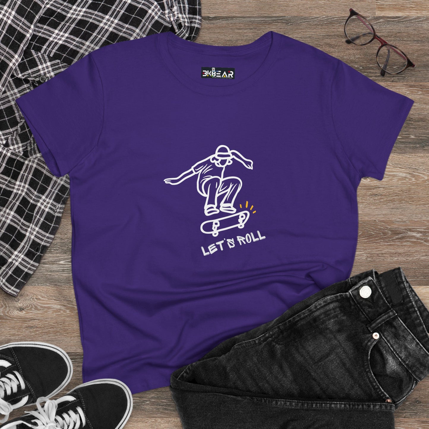 Let’s Roll Skateboarder Tee – Women’s Vintage Skate Graphic T-Shirt
