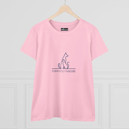 Women's Cat Lover Tee, Purrrfectly Pawsome T-Shirt, Animal Lover Gift, Funny Pet Shirt, Casual Cotton Top for Cat Owners