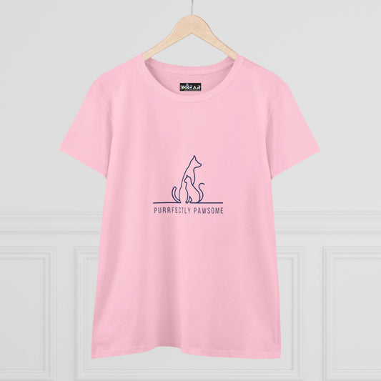 Women's Cat Lover Tee, Purrrfectly Pawsome T-Shirt, Animal Lover Gift, Funny Pet Shirt, Casual Cotton Top for Cat Owners