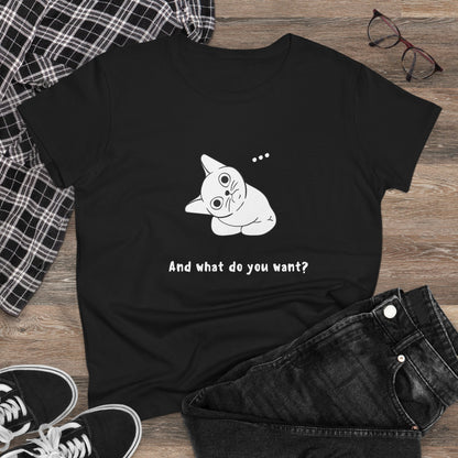 Vexing Cat Wondering What You Want. Women's Midweight Cotton Tee