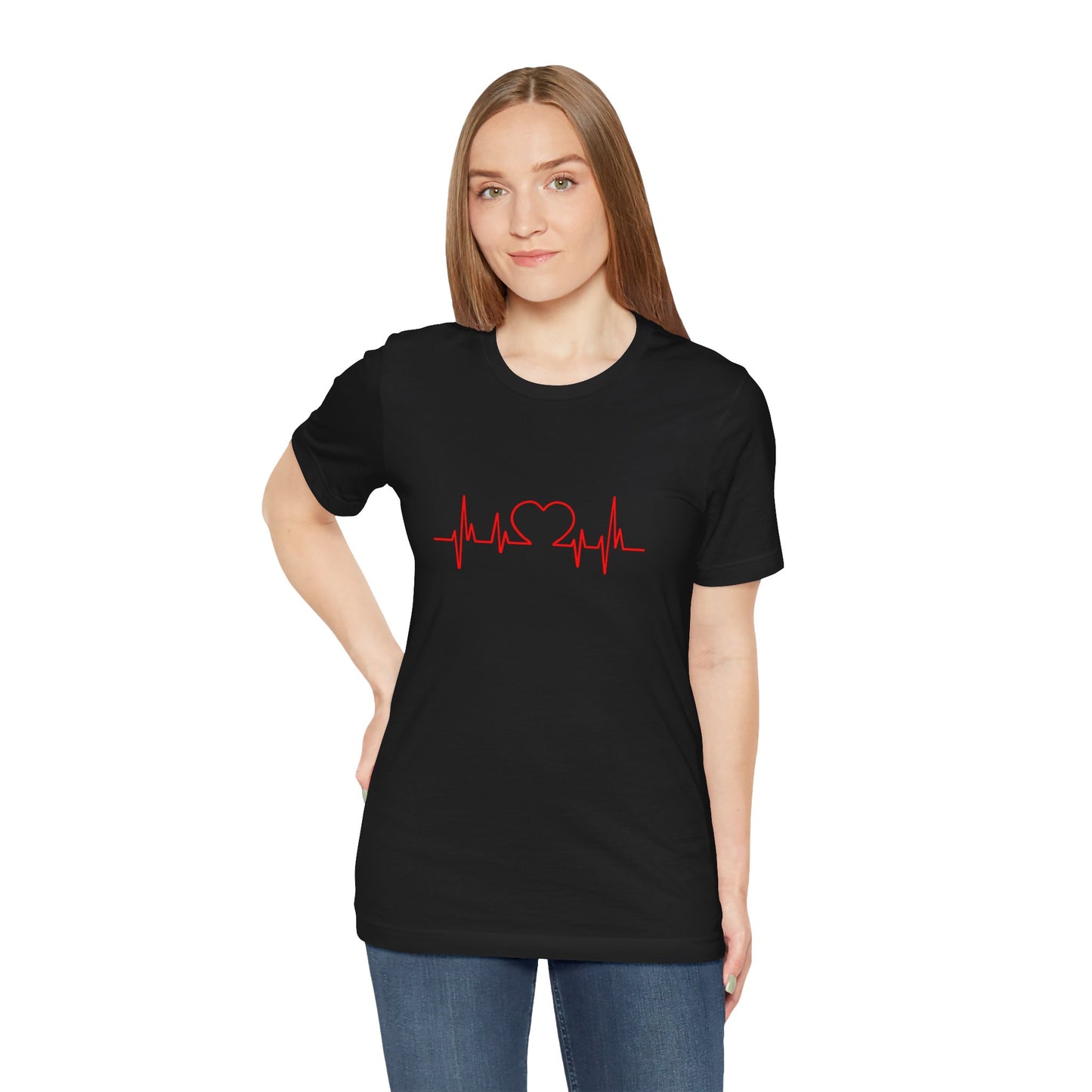I Love You Heart Beat. Unisex Jersey Short Sleeve Tee