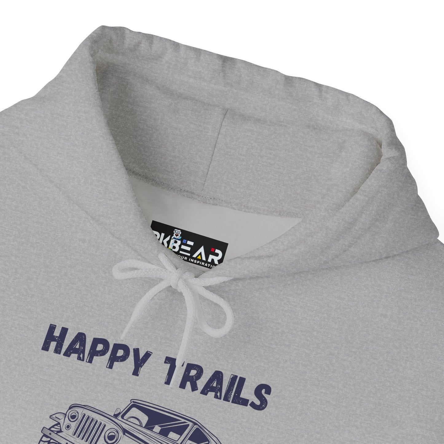 Happy Trails Unisex Hooded Sweatshirt, Cozy Outdoor Hoodie, Perfect Gift for Adventurers, Casual Wear, Great for Road Trips