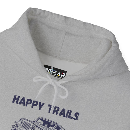 Happy Trails Unisex Hooded Sweatshirt, Cozy Outdoor Hoodie, Perfect Gift for Adventurers, Casual Wear, Great for Road Trips
